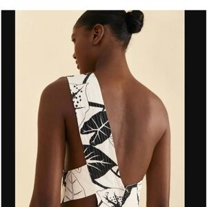 NWT Farm rio off white graphic leaves jumpsuit large
